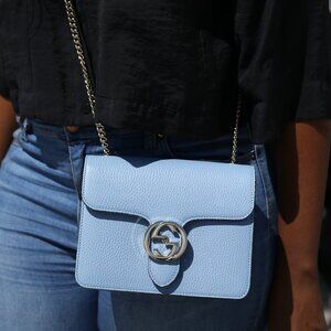 Blue Gucci Interlocking GG Logo Crossbody Bag